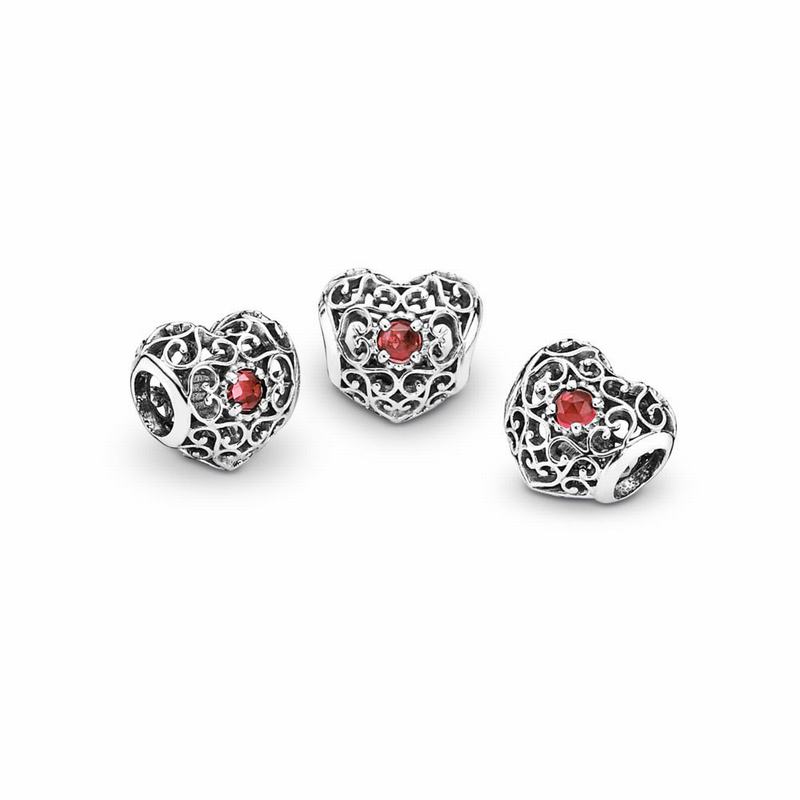 Pandora January Signature Heart Charm Silver Egypt CQ7326591
